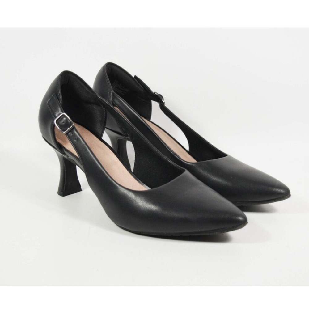 Like New Clarks Kataleyna Rae Black Leather Pointed Heel Pumps